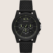 Armani Exchange Mens Dress Watch Black Silicone Strap AX1344
