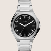 Fossil Men's Evanston Black Dial Silver Bracelet Watch BQ2765