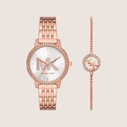 Michael Kors Women's Melissa Clear Stone-Set White Dial Watch MK1052SET