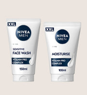 Nivea Men Sensitive XL Bundle - Face Wash 150ml & Face Moisturiser 100ml