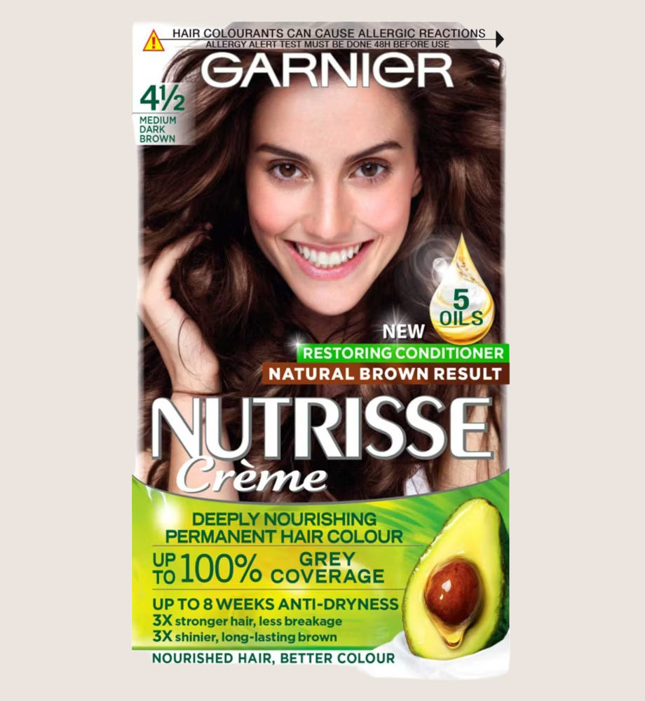 Garnier Nutrisse Crème Hair Dye, Vegan, 4.5 Medium Dark Brown Vegan Formula