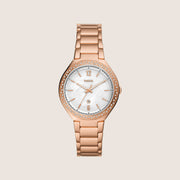 Fossil Women's Ashtyn Rose Gold Mother-of-Pearl Crystal Bracelet Date Watch BQ3841
