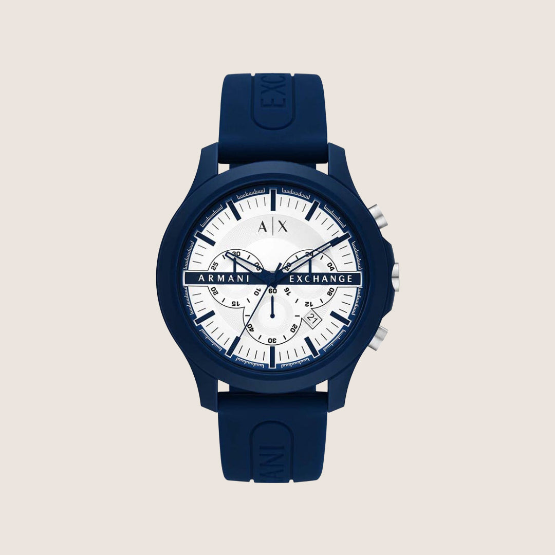 Armani Exchange Men's Sport Watch White Dial Blue Silicone Strap AX2437