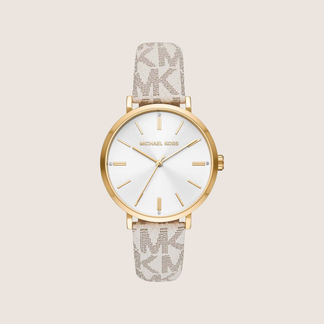 Michael Kors Women's Addyson Clear Stone-Set White Dial Watch MK2946