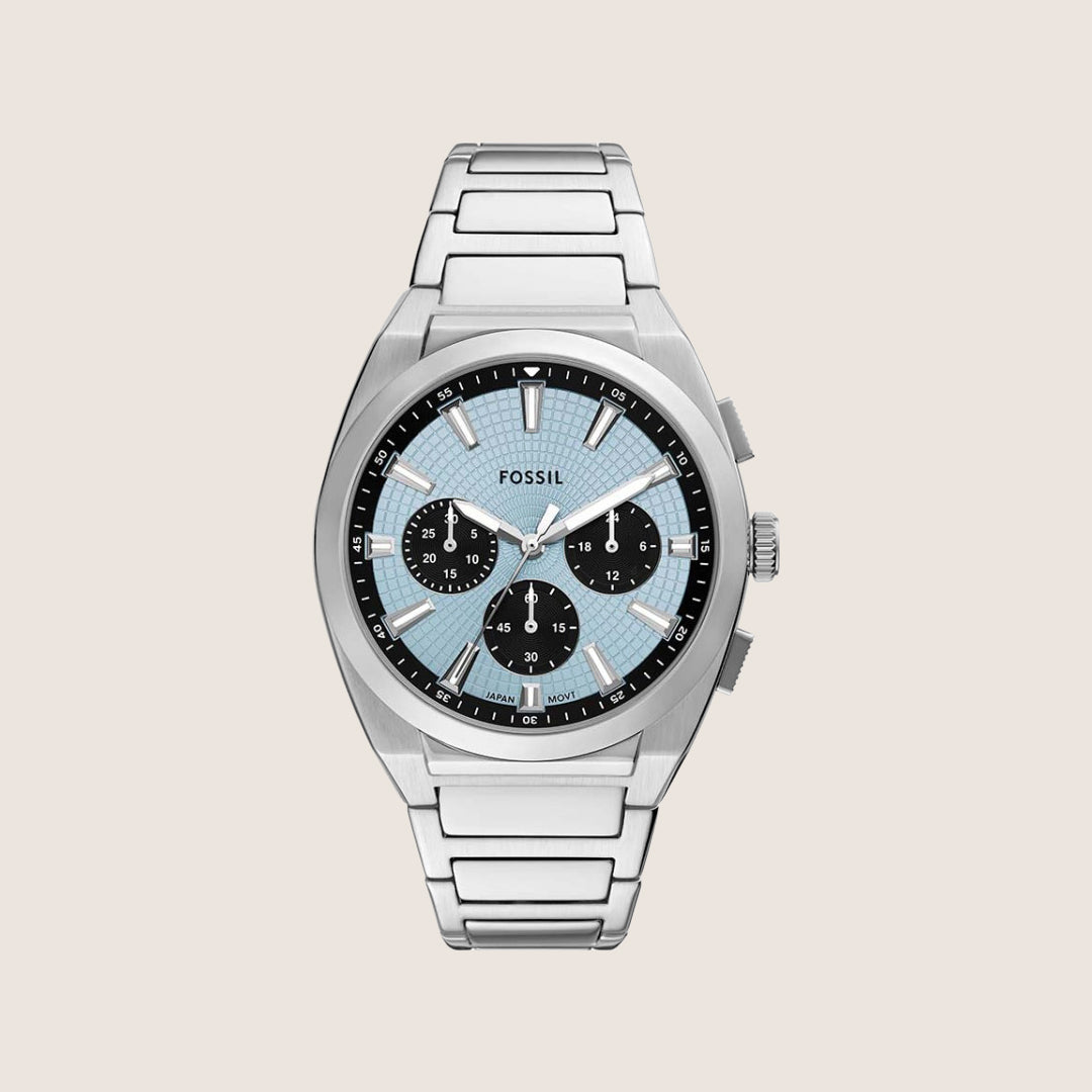 Fossil Mens Everett Blue Chronograph Steel Watch FS6105