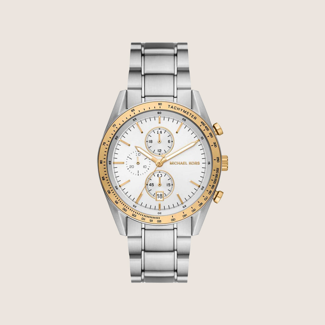 Michael Kors Men's Warren Chronograph Black Dial Two-Tone Stainless Steel Watch MK9112