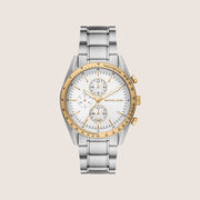 Michael Kors Men's Warren Chronograph Black Dial Two-Tone Stainless Steel Watch MK9112
