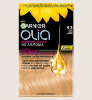 Garnier Olia 9.3 Gold Light Blonde: 100% Grey Coverage, No Ammonia, for radiant golden shine