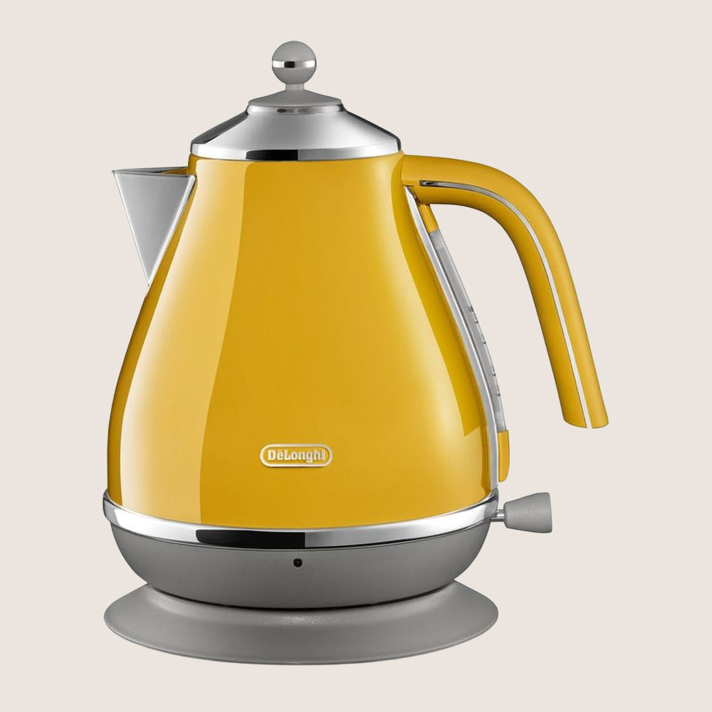 DELONGHI Icona Capitals KBOC3001.Y Jug Kettle with Iconic Rounded Design 1.7L - Yellow