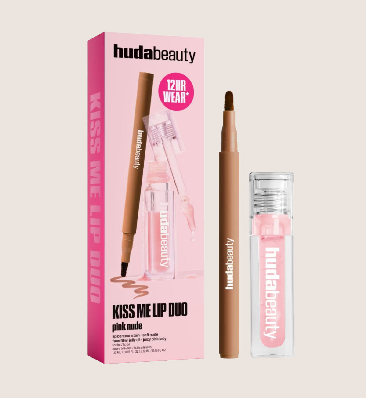 Huda Beauty Kiss Me Lip Duo Set Pink Nude Beauty Gift Set For Her