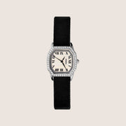 Fossil Women's Harlow Silver Crystal Choker Textile Analogue Watch ES5391