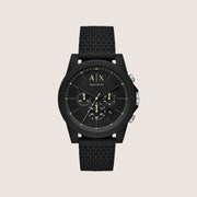 Armani Exchange Men's Dress Watch Black Dial Silicone Strap AX1344