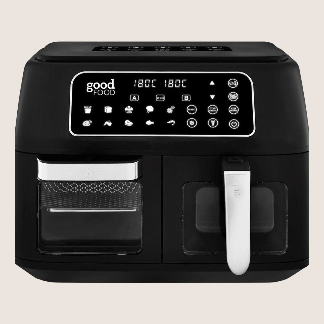 GOOD FOOD GF17015 Dual Air Fryer with VORTX Technology 10L - Black