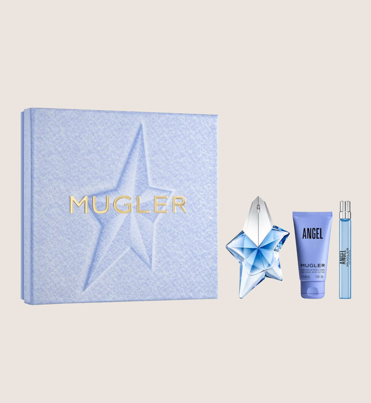 Mugler Holiday Gift Set - Angel Eau de Parfum 50ml, Angel Eau de Parfum 10ml, Angel Body Lotion 50ml Fragrance Gift Set For Her