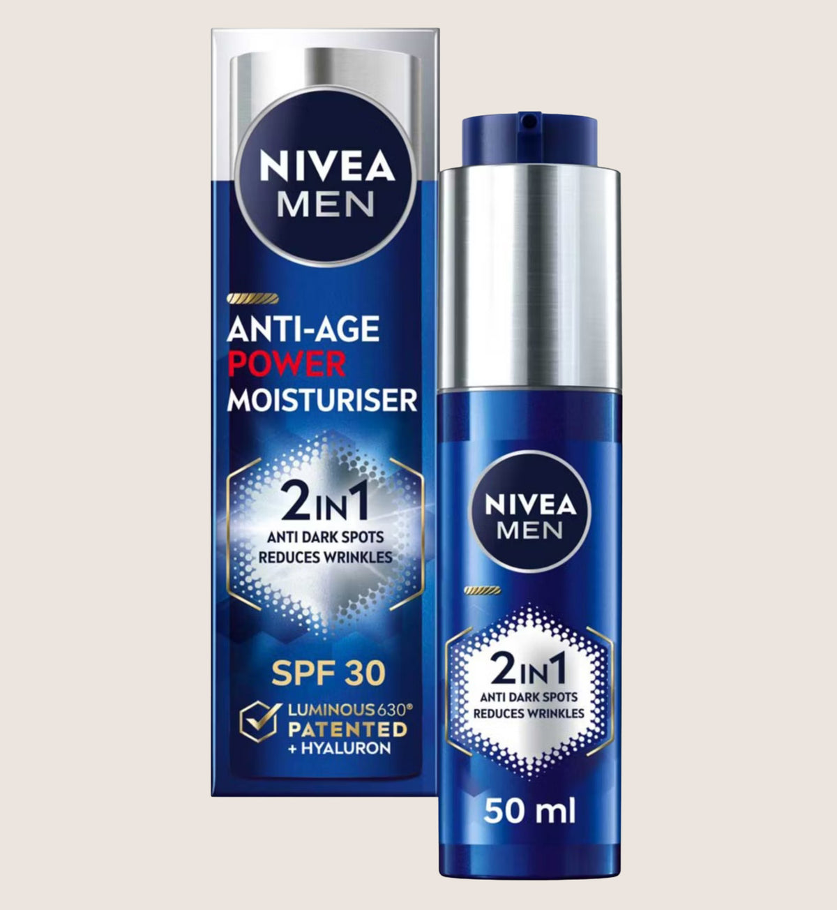 Nivea Men Anti-Age 2-in-1 Power Moisturiser SPF30 with Luminous630 & Hyaluronic Acid 50ml