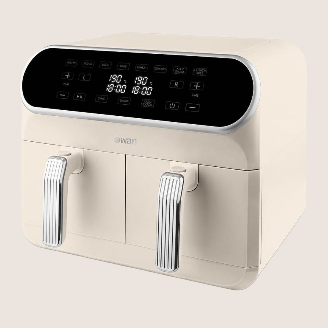 SWAN Retro SD10519C Dual Basket Air Fryer 8 Presets 8L - Cream