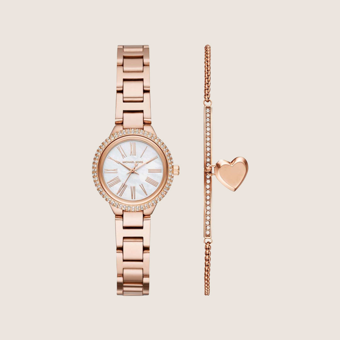 Michael Kors Women's Taryn Clear Stone-Set White Dial Watch MK3858