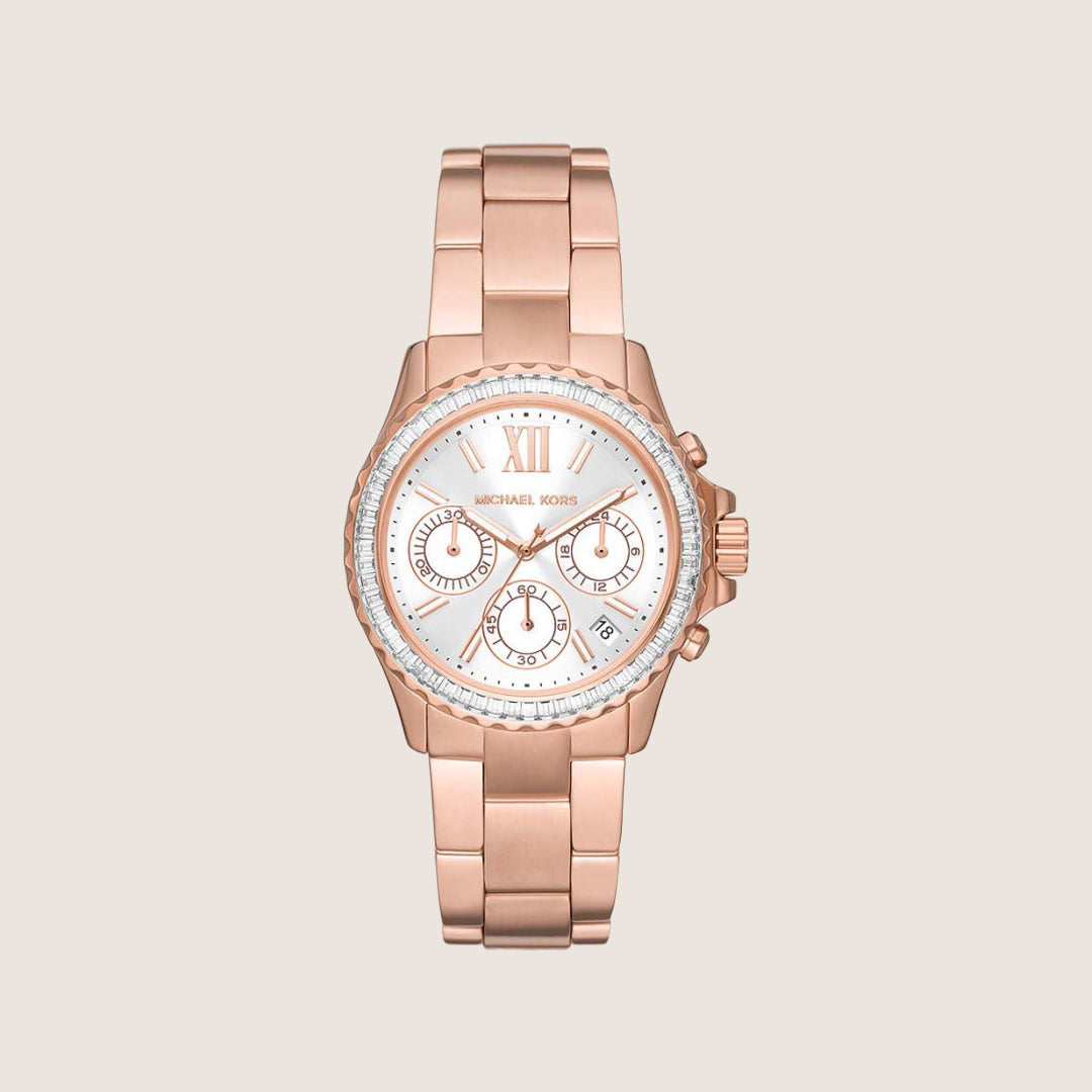 Michael Kors Women's Everest Chronograph Clear Stone-Set Watch MK7213