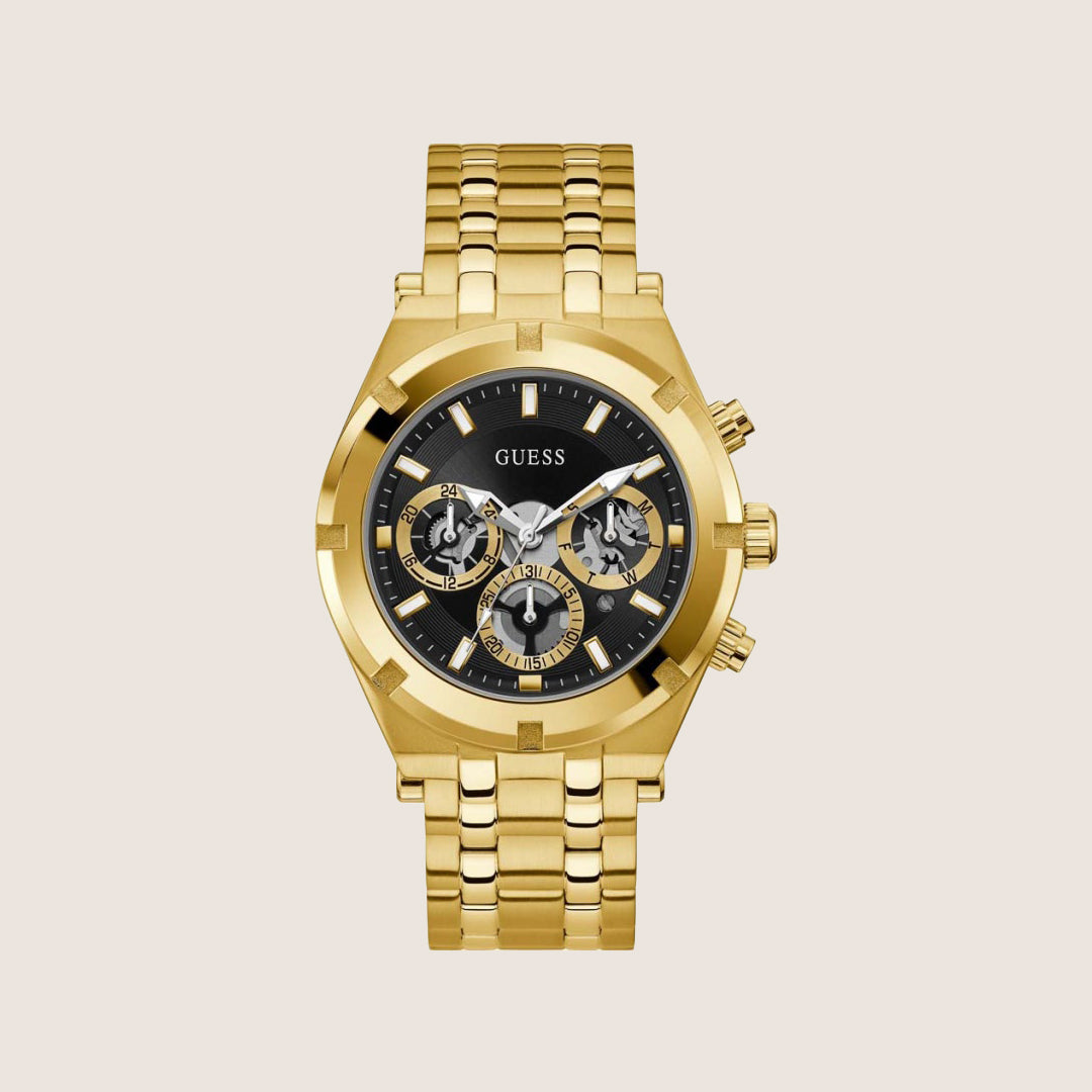 Guess Mens Continental Watch Transparent, Black Dial GW0260G2