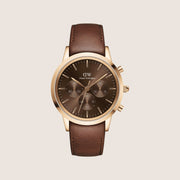 Daniel Wellington Mens Iconic St Mawes Chronograph Rose Gold Brown Dial 42mm Watch DW00100640