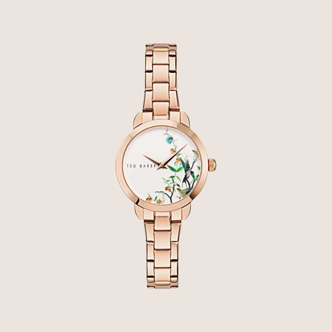 Ted Baker Ladies Fleure Rose Gold White Dainty Bracelet Watch BKPFLS402