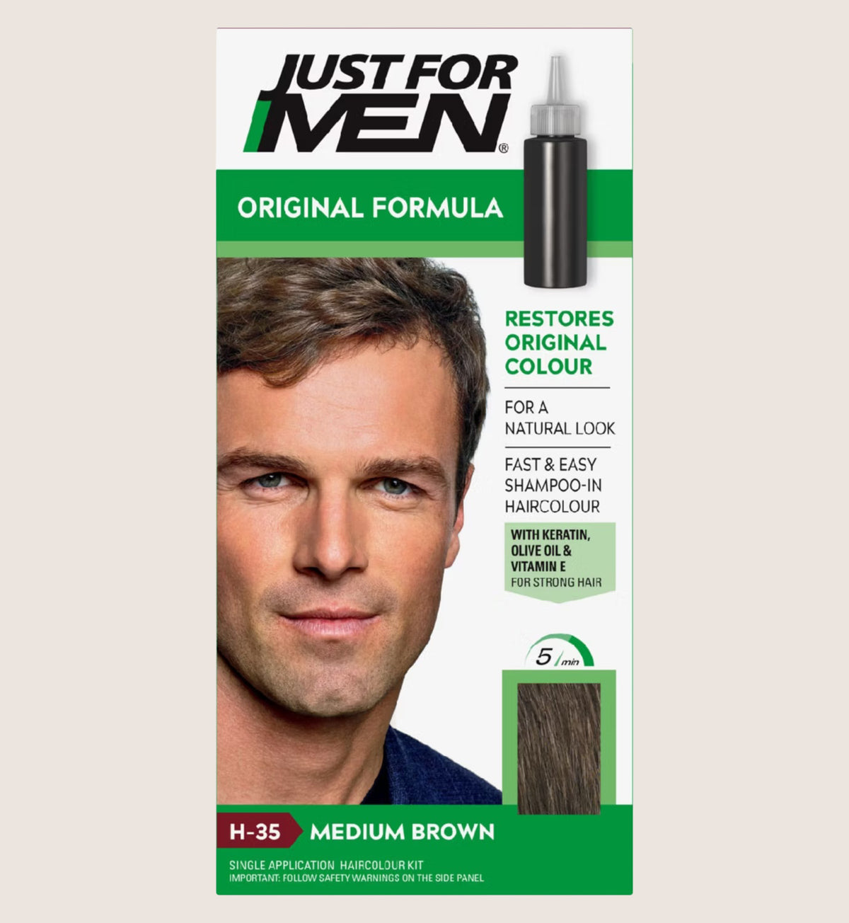 Just For Men Hair Colourant Natural Medium Brown Shampoo-In Colour