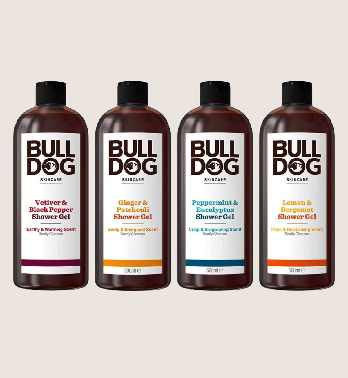 Bulldog Skincare Men's Shower Gel Multi Pack 4 Scent Collection 4 x 500ml
