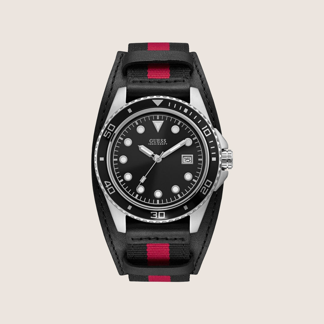Guess Mens Crew Watch Black Dial W1051G1