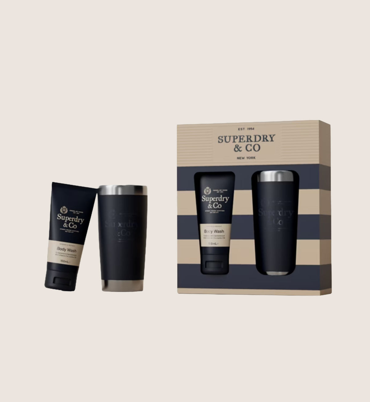 Superdry Body Wash & Travel Mug Set Cedarwood & Sandalwood 150ml + mug