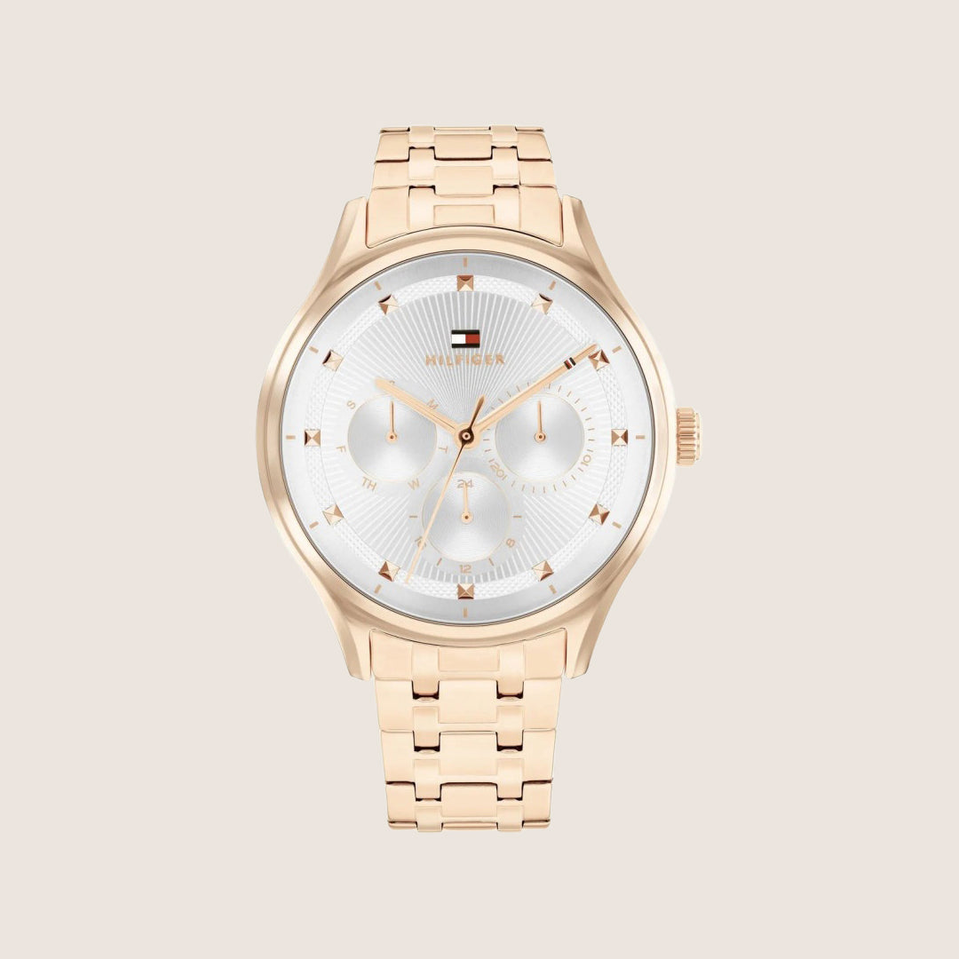 Tommy Hilfiger Women's Gianna Rose Gold Case Silver Dial Bracelet 1782752