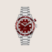 BOSS Men's Bossmatic Automatic Red Dial Silver Bracelet Watch 1514179