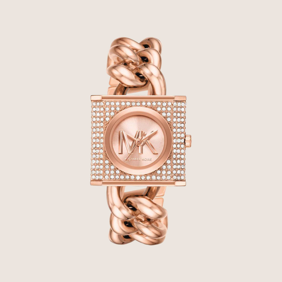Michael Kors Women's Chain Lock Rose Gold Dial Watch MK4827