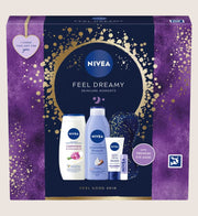 NIVEA Feel Dreamy Skincare Gift Set Lip Balm, Night Cream, Cream & Lotion Set