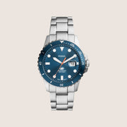 Fossil Mens Blue Dive Blue Dial Two Tone Watch FS6050