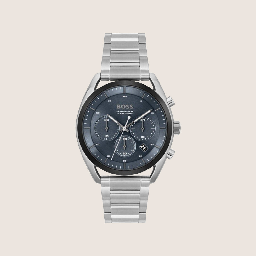 BOSS Men's Chronograph Blue Dial Silver Bracelet Watch 1514093