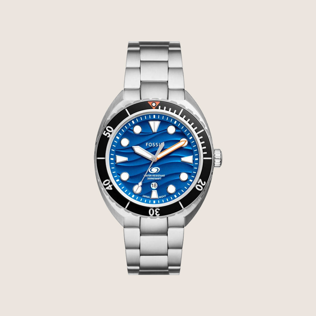 Fossil Mens Breaker Blue Dial Two Tone Watch FS6064