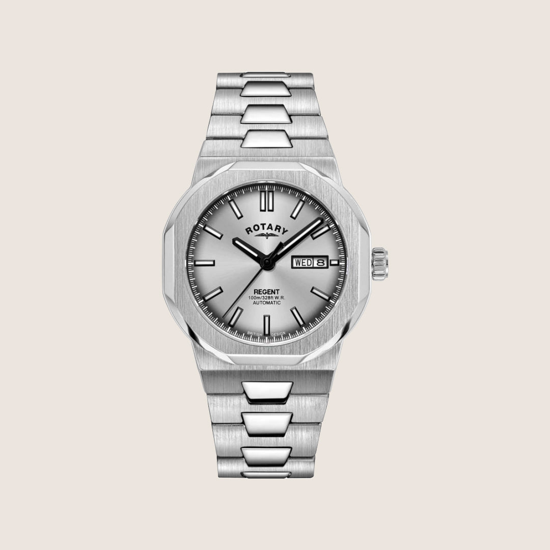 Rotary Mens Regent Automatic Silver Dial Octagon Watch GB05490-06