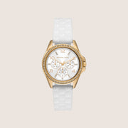 Michael Kors Women's Pilot Clear Stone-Set White Dial Watch MK7372