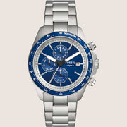 Fossil Men's Autocross Blue Dial Silver Bracelet Watch BQ2869