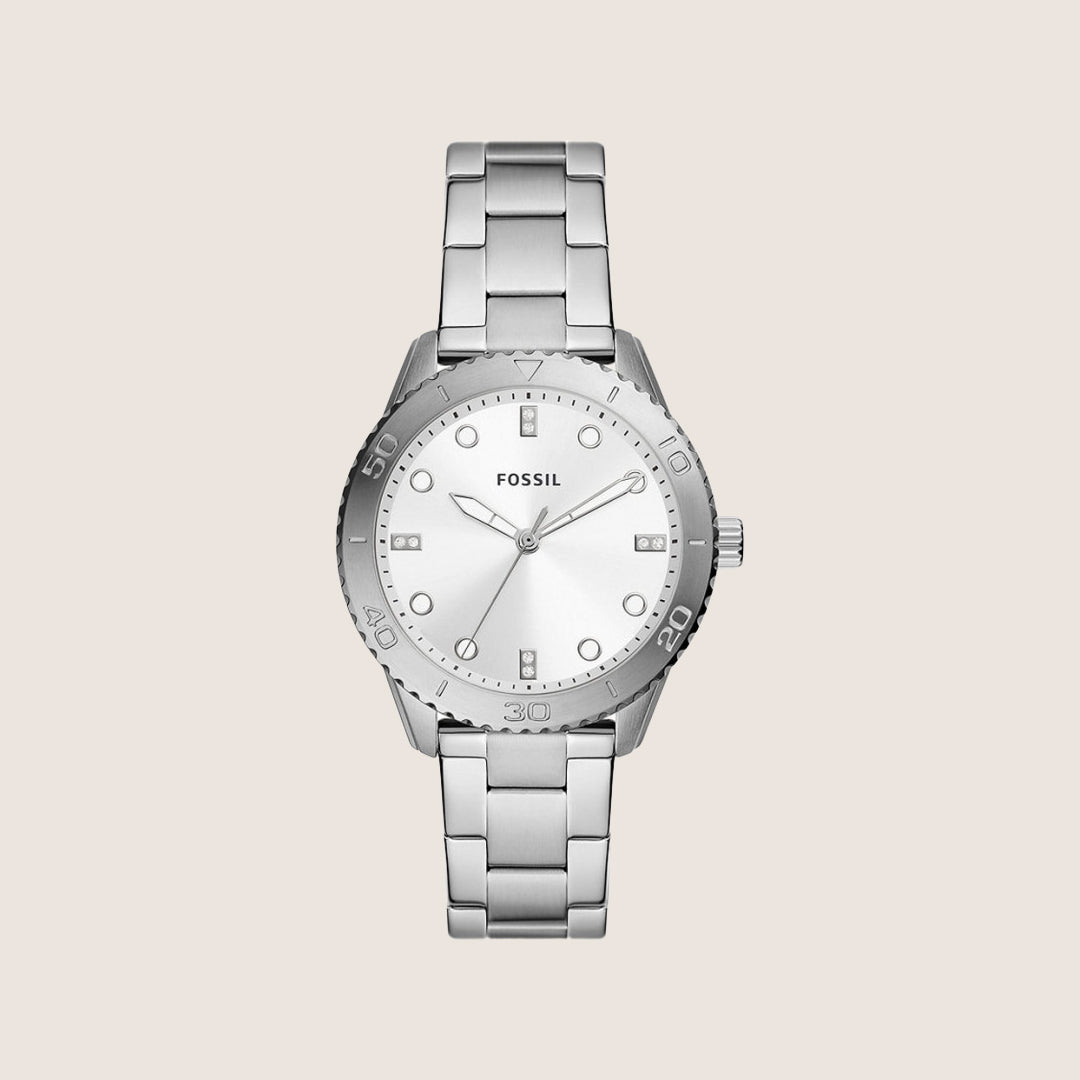 Fossil Women's Dayle Silver Crystal Bracelet Analogue Watch BQ3885