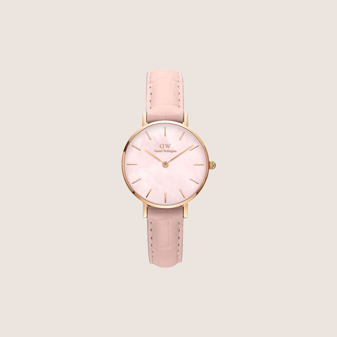 Daniel Wellington Women's Petite Rouge Rose Gold Mother-of-Pearl Leather Dial Watch DW00100511