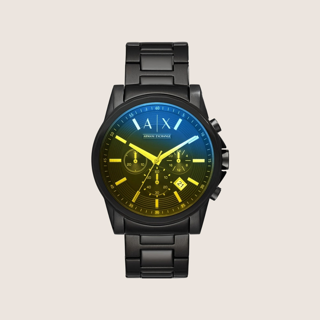 Armani Exchange Men's Dress Watch Black Dial Black Steel Bracelet AX2513