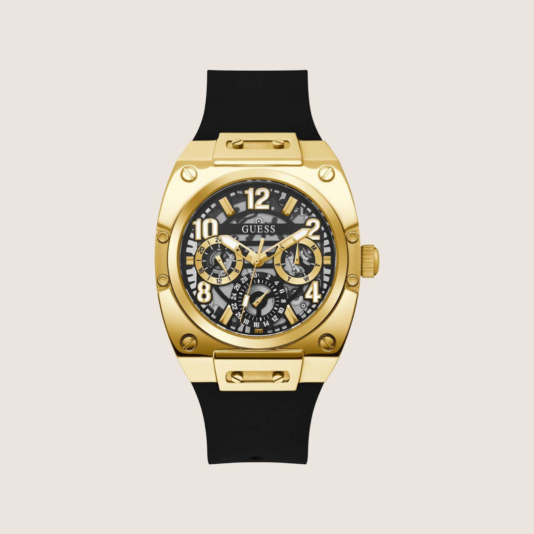 Guess Mens Trend Watch Black, Transparent Dial GW0569G2