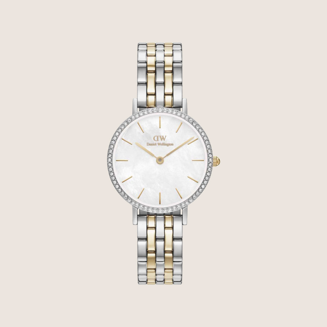 Daniel Wellington Women's Petite Lumine Silver Crystal Mother-of-Pearl Dial Watch DW00100665