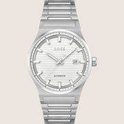 BOSS Men's White Dial Silver Steel Automatic Bracelet Watch 1514186