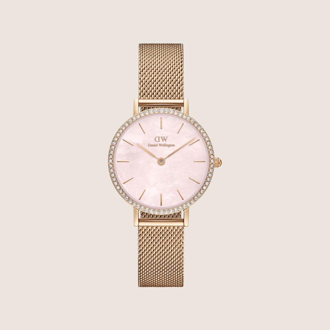 Daniel Wellington Women's Petite Lumine Rose Gold Crystal Mother-of-Pearl Dial Watch DW00100663