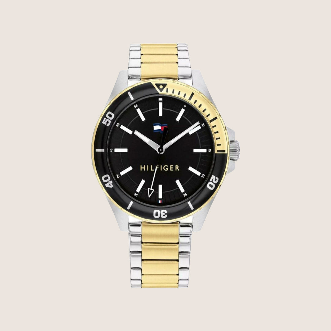 Tommy Hilfiger Men's Watch Black Dial Two-Tone Bracelet 1792013