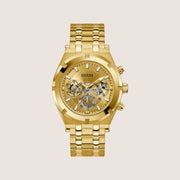Guess Mens Continental Watch Gold, Transparent Dial GW0260G4