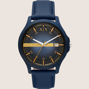 Armani Exchange Mens Dress Watch Blue Leather Strap AX2442