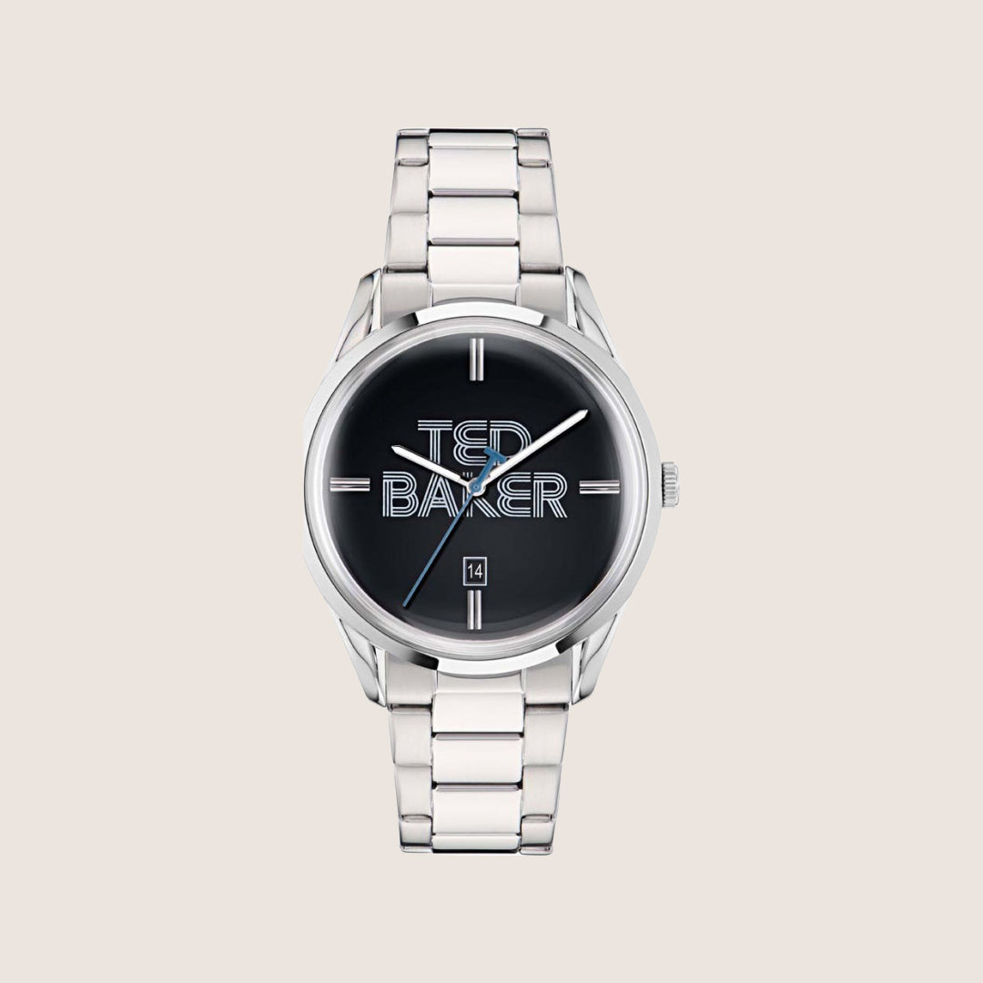 Ted Baker Mens Leytonn Black Dial Silver Stainless Steel Bracelet Watch BKPLTF307